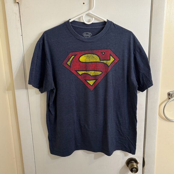 Superman Other - Men's Superman T-Shirt Large Heather Navy
